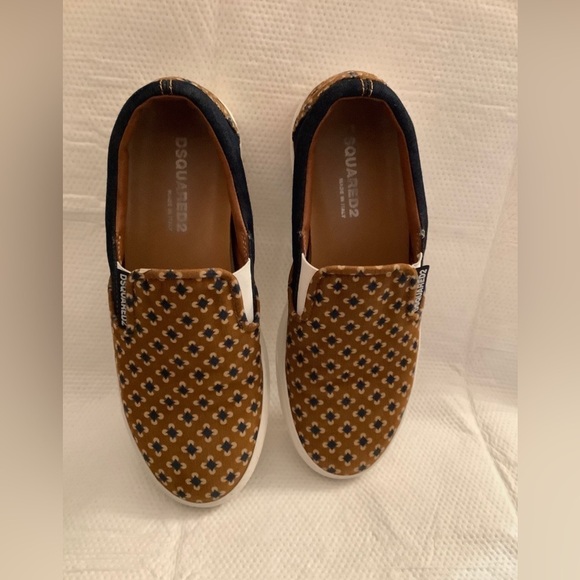 DSQUARED2 Canvas / Denim Brown & Navy Slip On Sneaker Mens 41 EU-8 US RARE H2F‍‍ - Picture 7 of 11